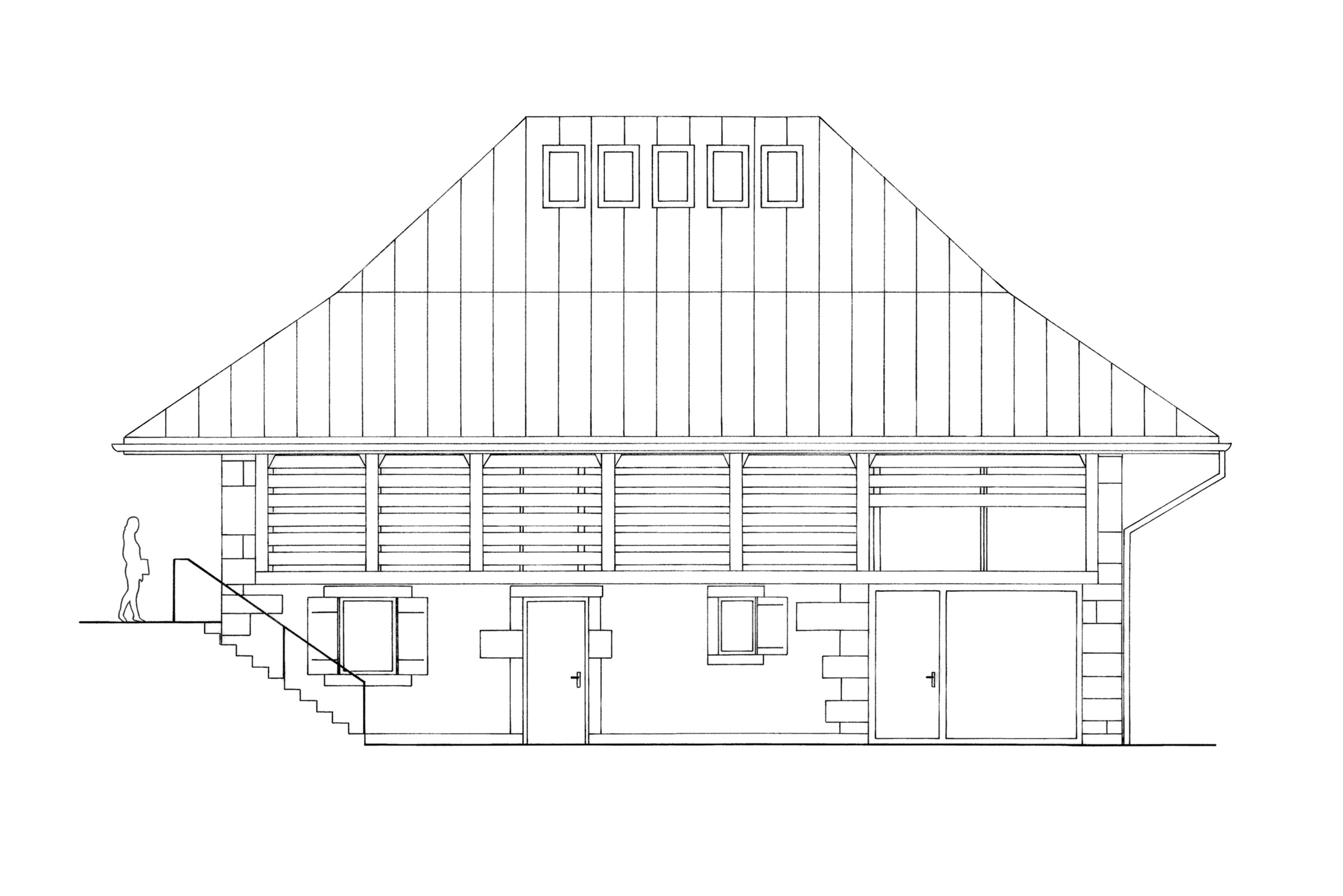 Rénovation d’une ancienne cure vaudoise. Transformation et rénovation. Élévation.