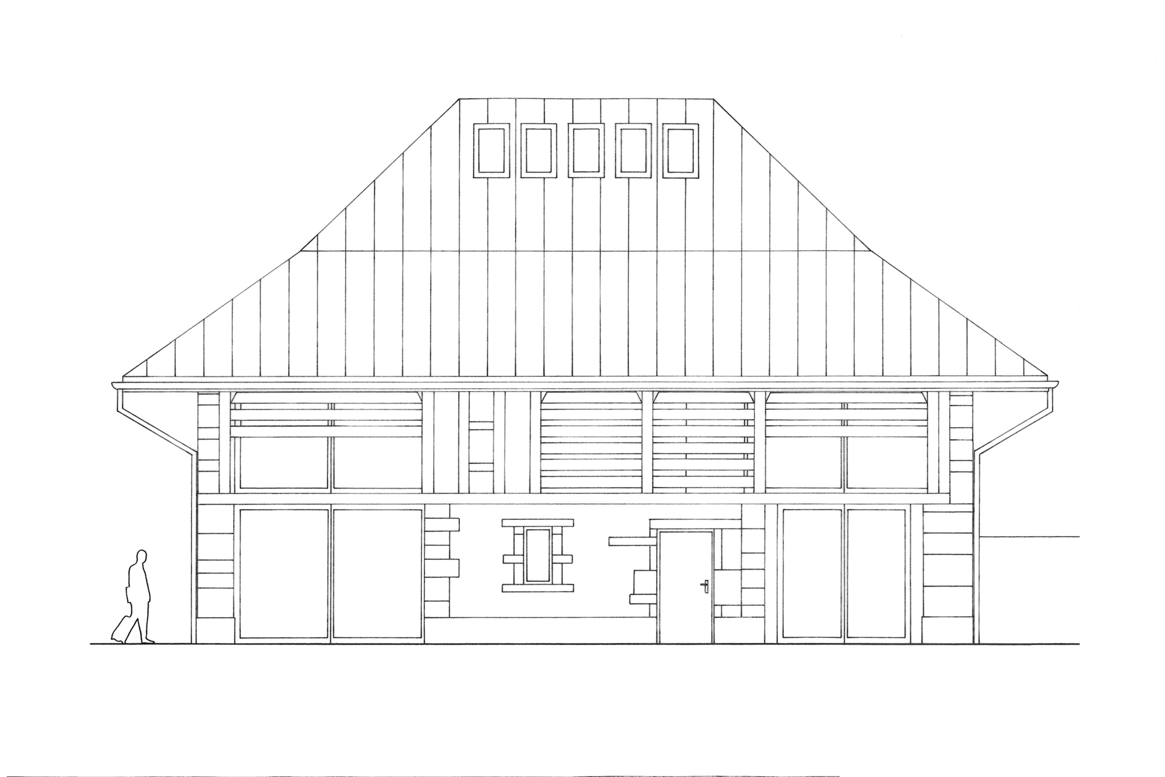 Rénovation d’une ancienne cure vaudoise. Transformation et rénovation. Élévation.