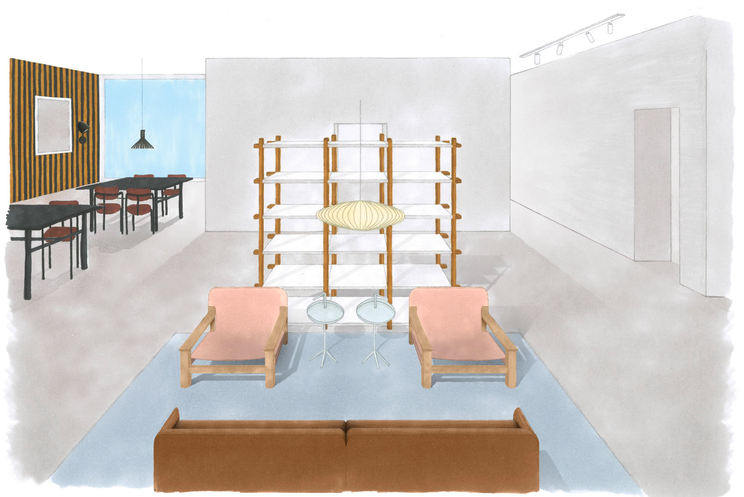 Rénovation d’une ancienne cure vaudoise. Transformation et rénovation. Perspective rez.