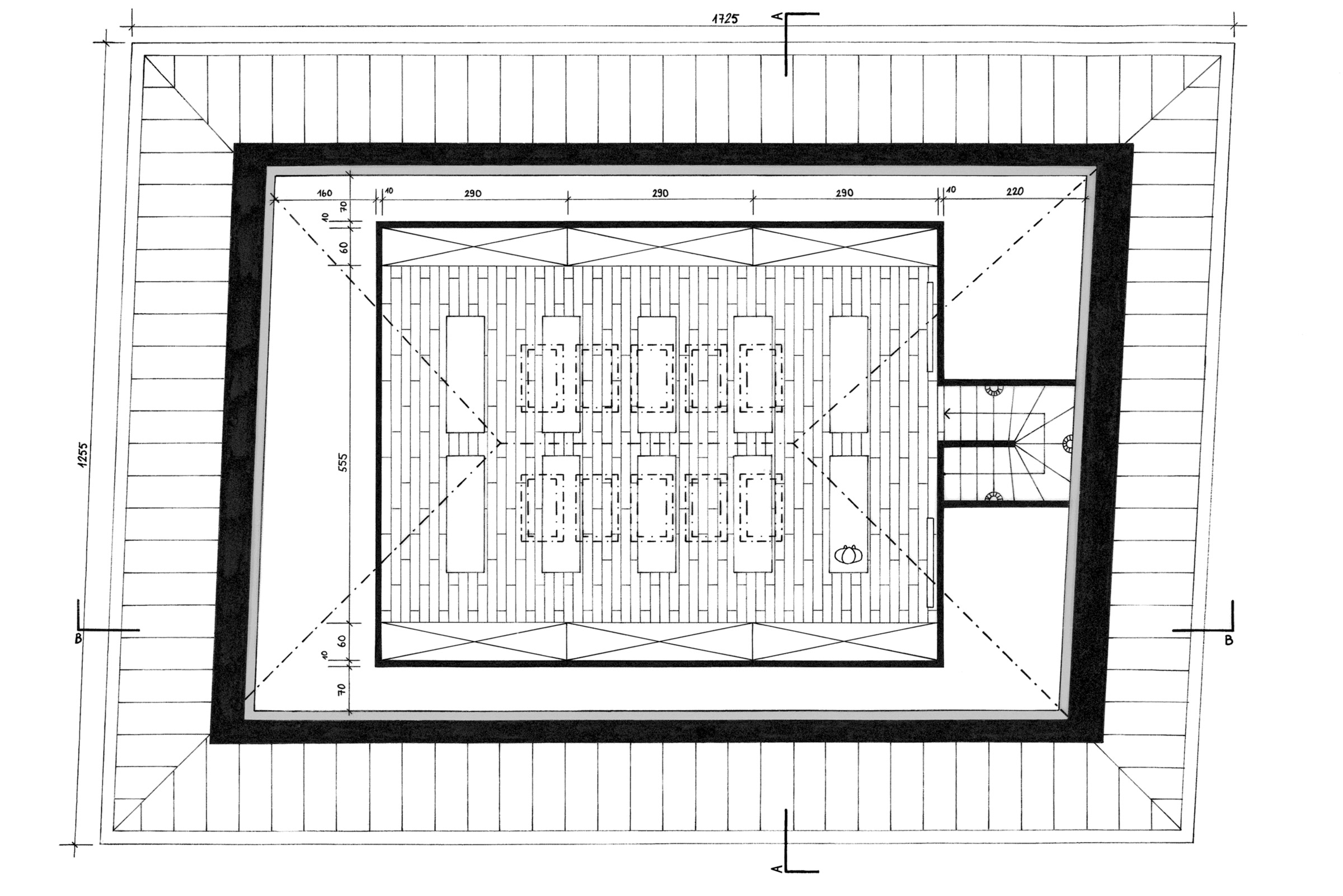 Rénovation d’une ancienne cure vaudoise. Transformation et rénovation. Plan combles.